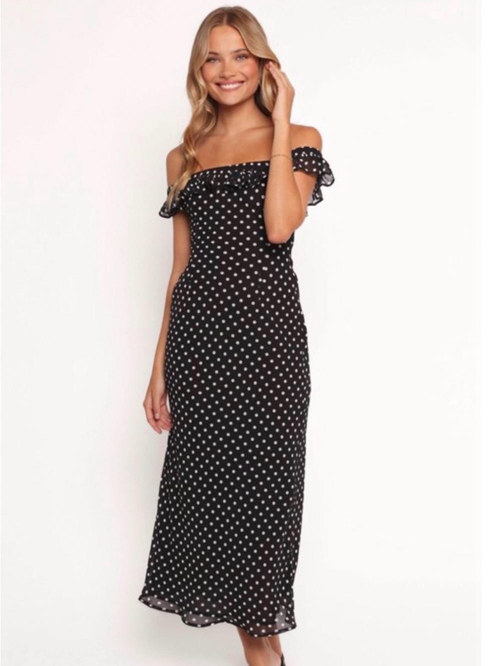 Runway the label black and white polkadot dress